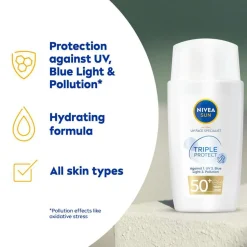 Nivea Solcreme til ansigtet UV Face Triple Protect Fluid SPF50+ 40 ml NIVEA SUN