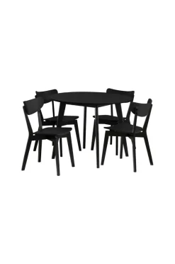 NORDFORM Roxby spisebordssæt med bord og 4 stole, 105x105x76 cm