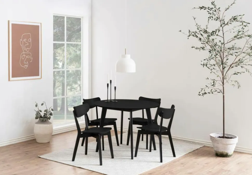 NORDFORM Roxby spisebordssæt med bord og 4 stole, 105x105x76 cm