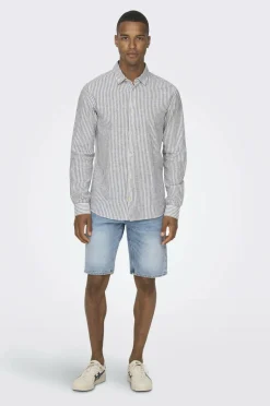 ONLY & SONS Skjorte onsCaiden LS Stripe Linen Shirt 660