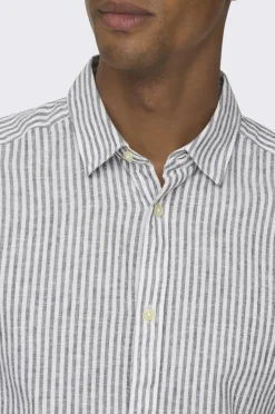 ONLY & SONS Skjorte onsCaiden LS Stripe Linen Shirt 660