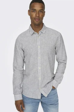 ONLY & SONS Skjorte onsCaiden LS Stripe Linen Shirt 660