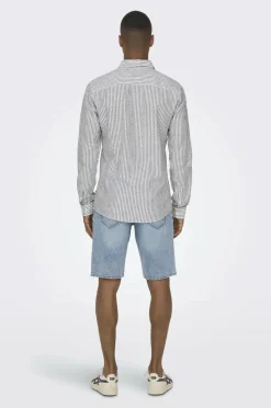 ONLY & SONS Skjorte onsCaiden LS Stripe Linen Shirt 660