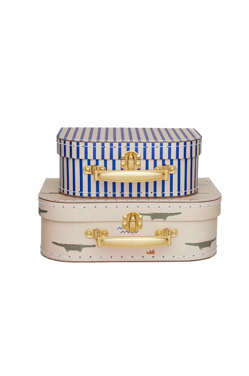 OYOY Living Design Mini kuffert - sæt med 2 Crocodile & Stripe