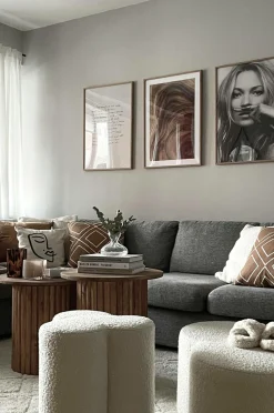 Pastill Bodhi puf i bouclé ø 40 cm