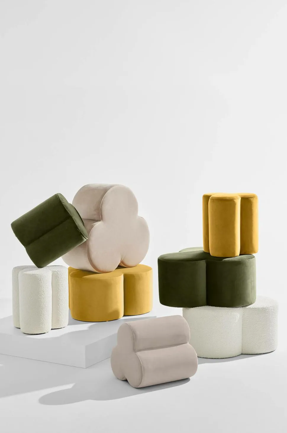 Pastill Bodhi puf i velour Ø 40 cm