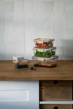 Pebbly 5 stk. sæt: 4 rektangulære kasser & luftvakuumpumpe