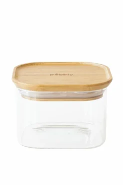 Pebbly Firkantede dåser med bambuslåg 500 ml