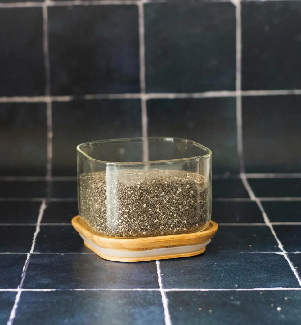 Pebbly Firkantede dåser med bambuslåg 500 ml