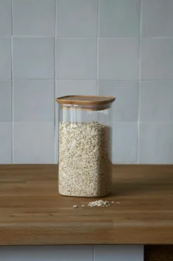 Pebbly Firkantede dåser med bambuslåg 1400 ml