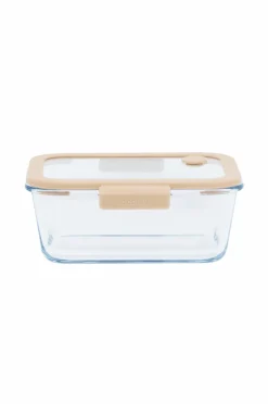 Pebbly Rektangulær glasdåse med glaslåg og vakuumhætte - 460 ml