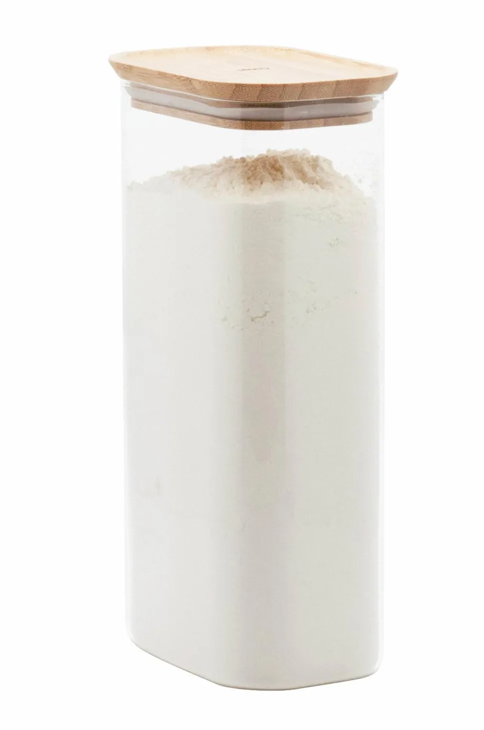 Pebbly Rektangulær madopbevaring i glas med bambuslåg - Størrelse L