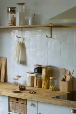 Pebbly Rektangulær madopbevaring i glas med bambuslåg - Størrelse Xl