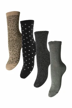 pieces Strømper PCsebby Glitter Long 4-pack