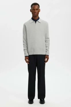 Selected HOMME Trøje slhDane LS Knit Struc Half Zip Polo