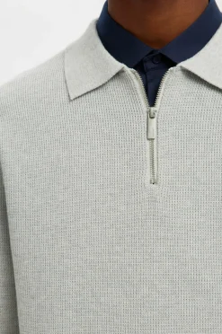 Selected HOMME Trøje slhDane LS Knit Struc Half Zip Polo