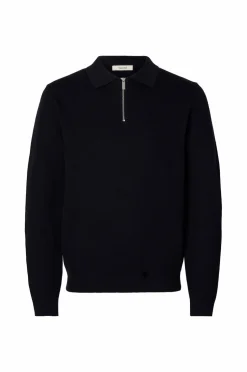 Selected HOMME Trøje slhDane LS Knit Struc Half Zip Polo