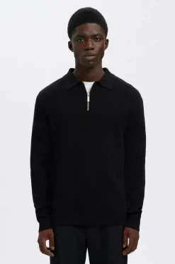 Selected HOMME Trøje slhDane LS Knit Struc Half Zip Polo