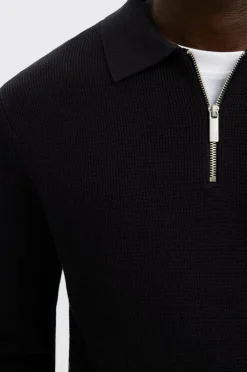 Selected HOMME Trøje slhDane LS Knit Struc Half Zip Polo