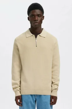 Selected HOMME Trøje slhDane LS Knit Struc Half Zip Polo