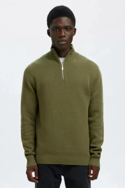 Selected HOMME Trøje slhDane LS Knit Structure Half Zip