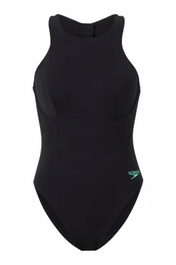 Speedo Badedragt Womens Racer Zip Swimsuit with Built in Swim Bra