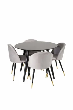 Venture Home Spisebordssæt Plaza med 4 stole Velvet