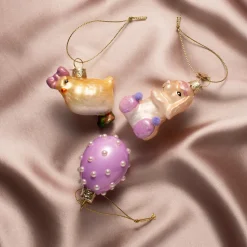 Vondels Ornament glas påskesæt bunny, sæt med 3